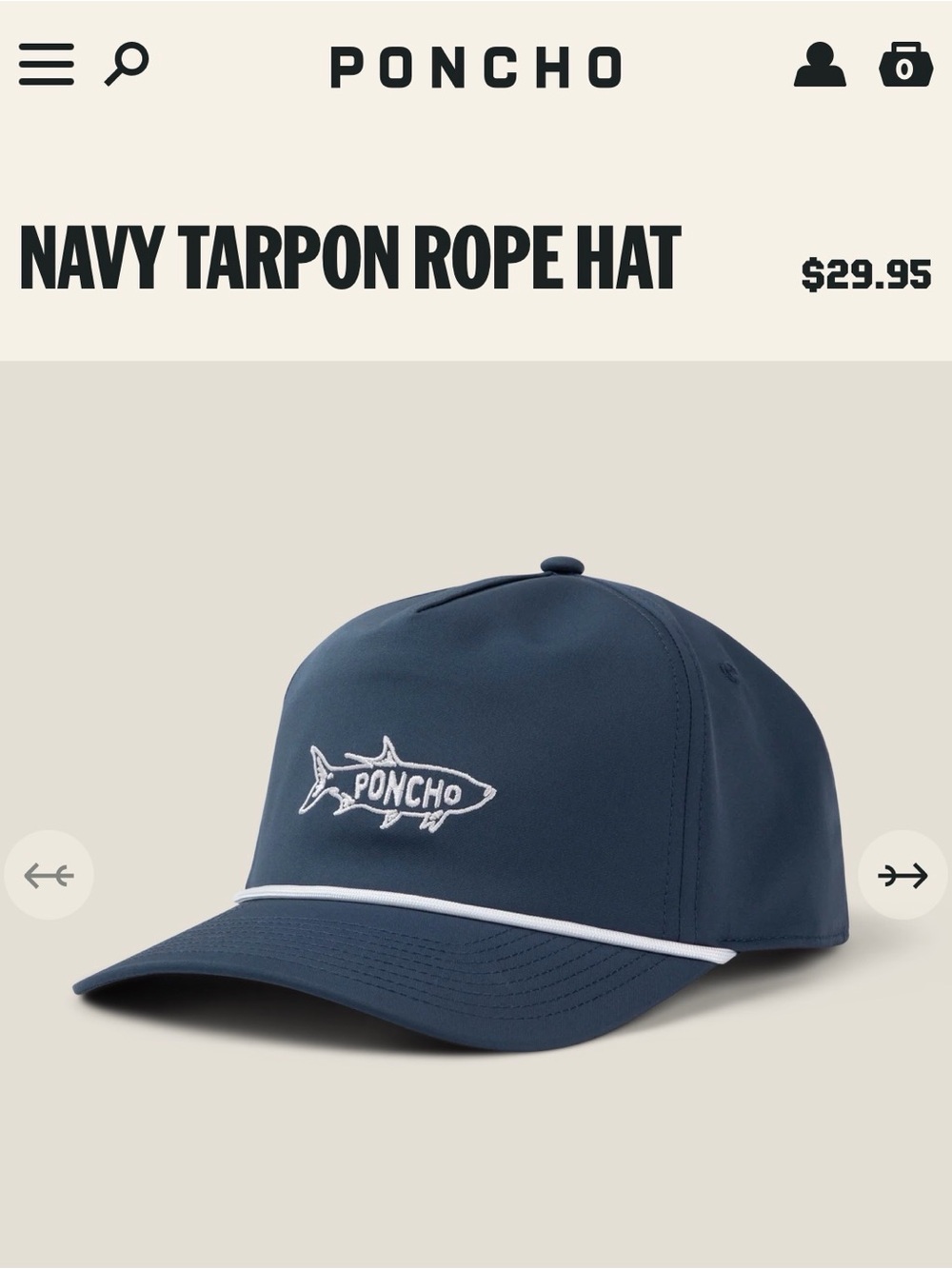 Poncho Rope Hat - Navy Tarpon - Picture 3 of 3